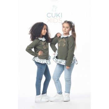 SUDADERA NIÑA GREEN SKULL